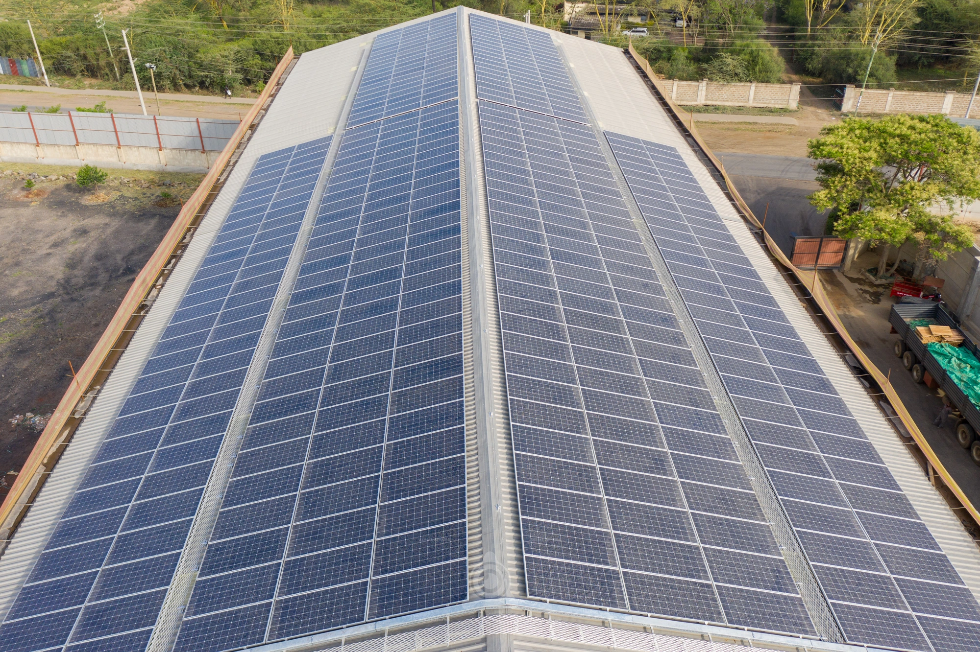 SAJ Ceramics — rooftop array close-up